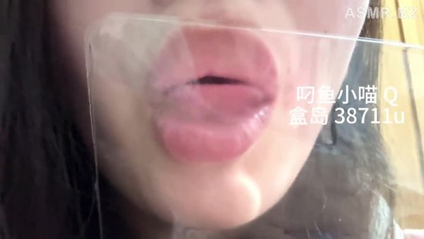 叼鱼小喵 舔透明塑料板